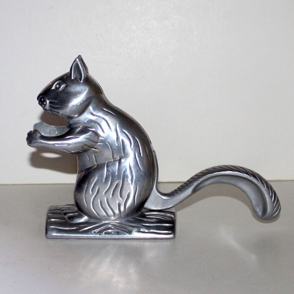 Cast Aluminum Nut Cracker Squirrel metal figure kitchen decor country farm